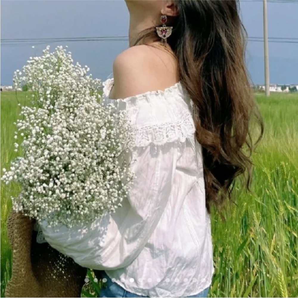 Doen Senette Top in Blanc Fleur du Matin cream ruffle lace size large - Picture 12 of 16